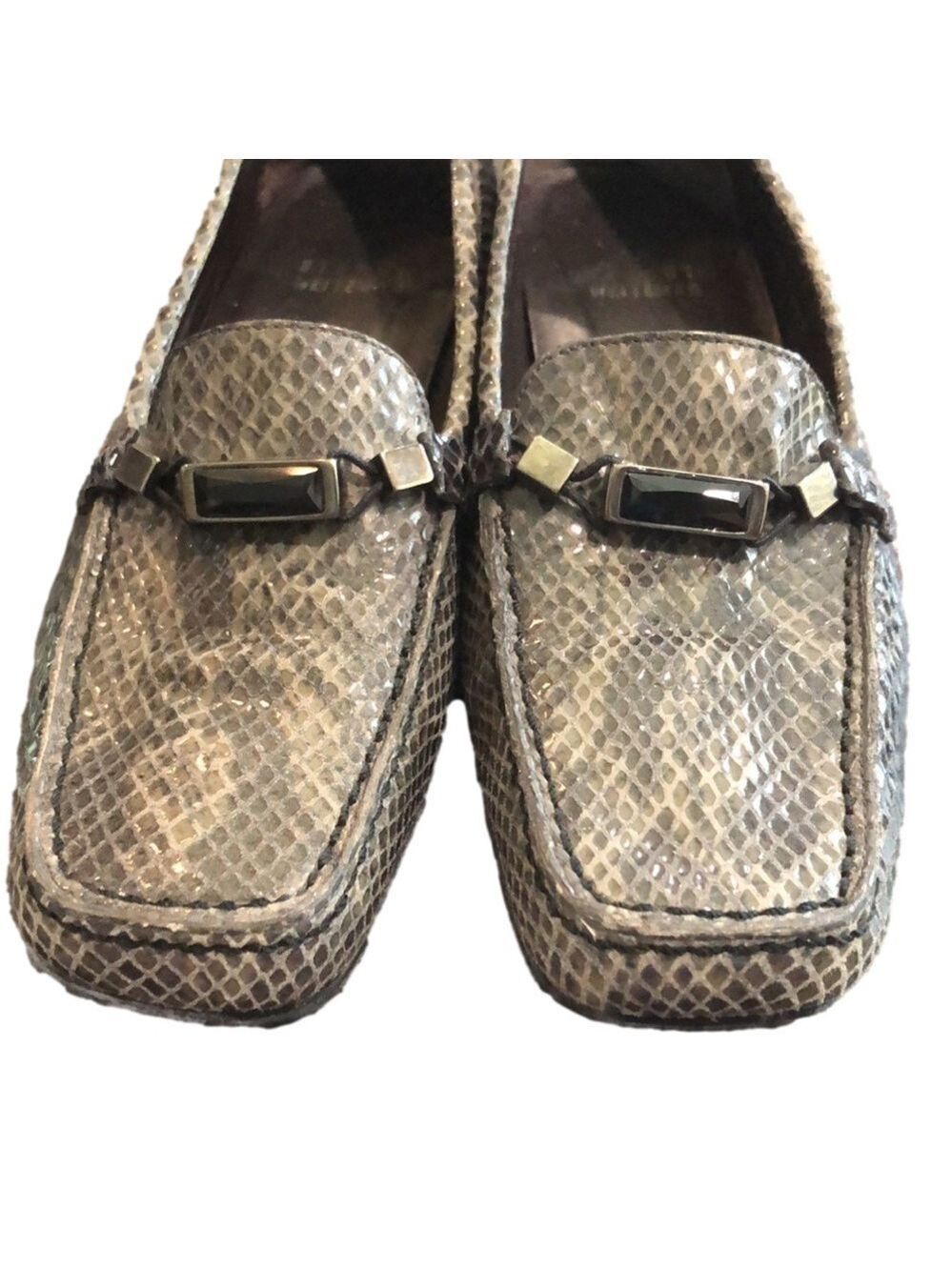 Stuart Weitzman gray snake print square toe loafers/slip ons. Size 5 - Picture 3 of 6